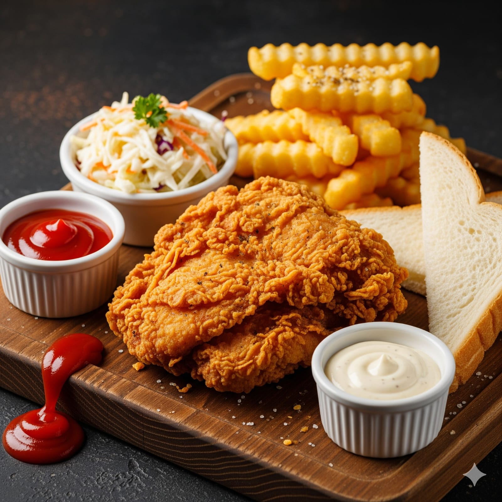 قطعة دجاج  بروست و بطاطا